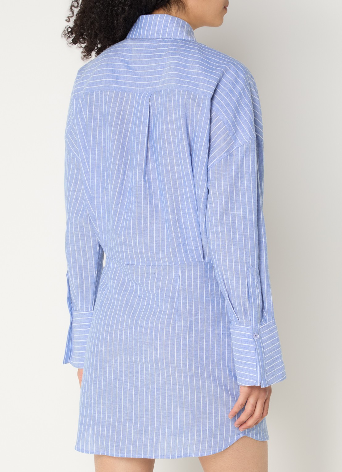 WRSTBHVR Tavina mini blousejurk in linnenblend - achterkant 4 staalblauw