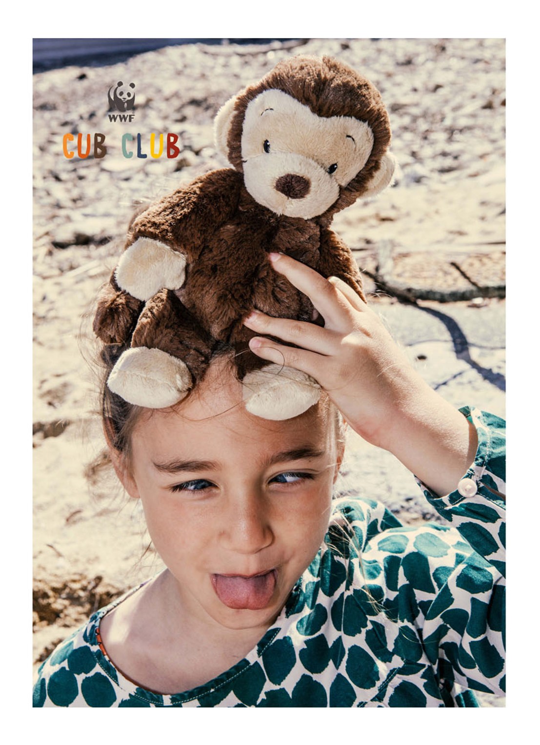 WWF Mago aap knuffel 23 cm - voorkant 2 bruin