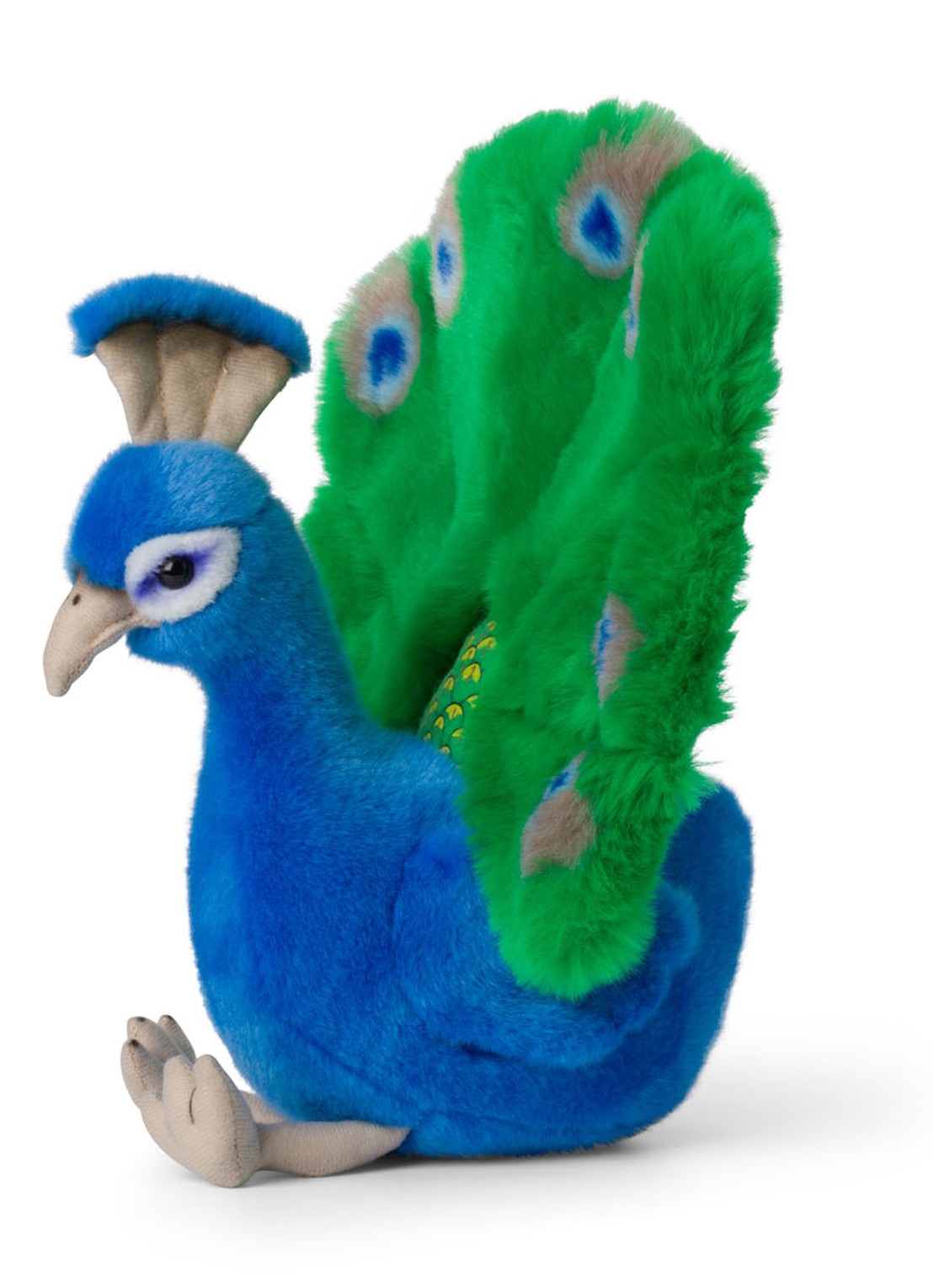 WWF Pauw knuffel 23 cm - voorkant 2 blauw