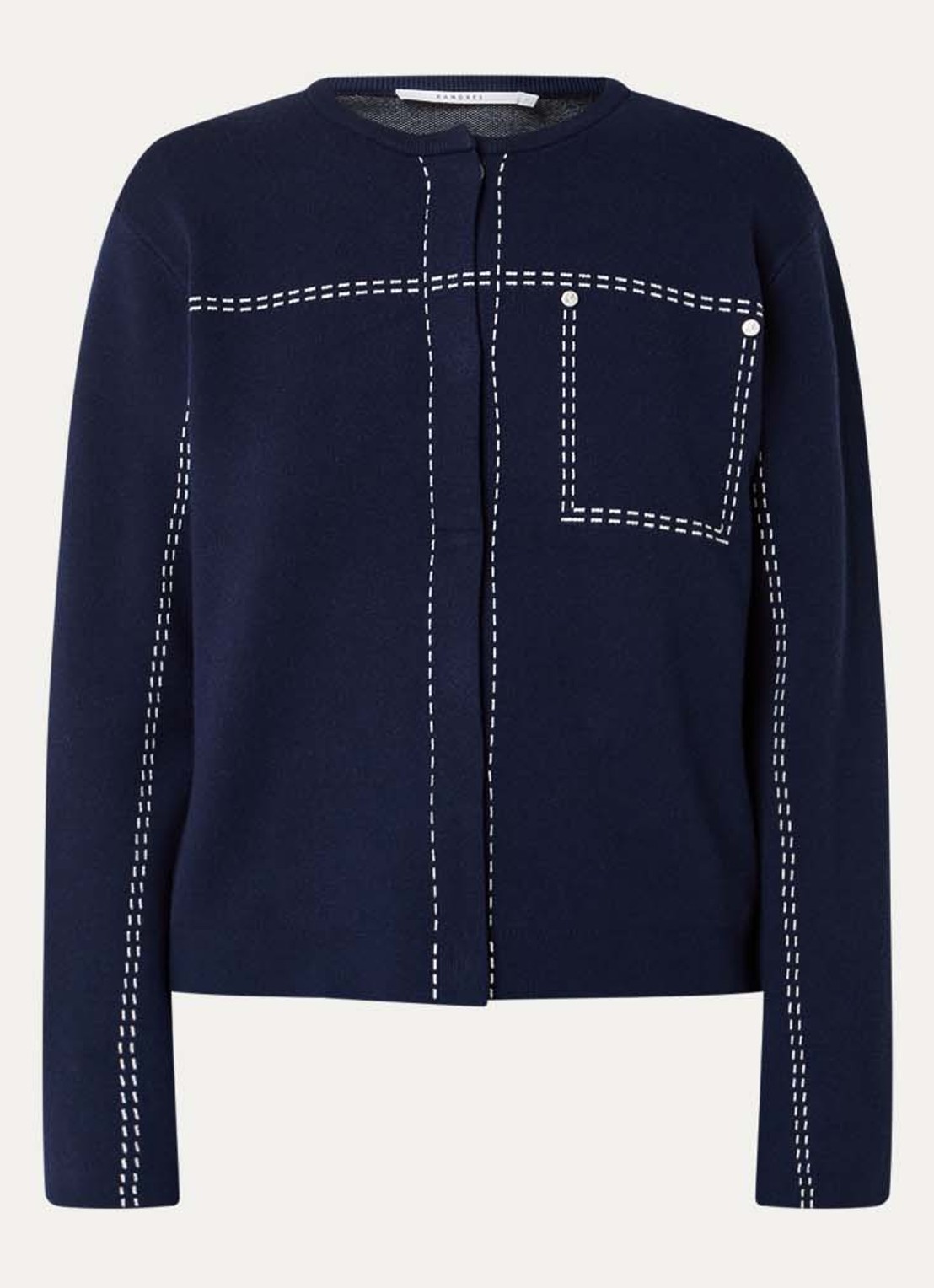 Xandres Alania fijngebreid vest met ingebreide print - voorkant 2 donkerblauw