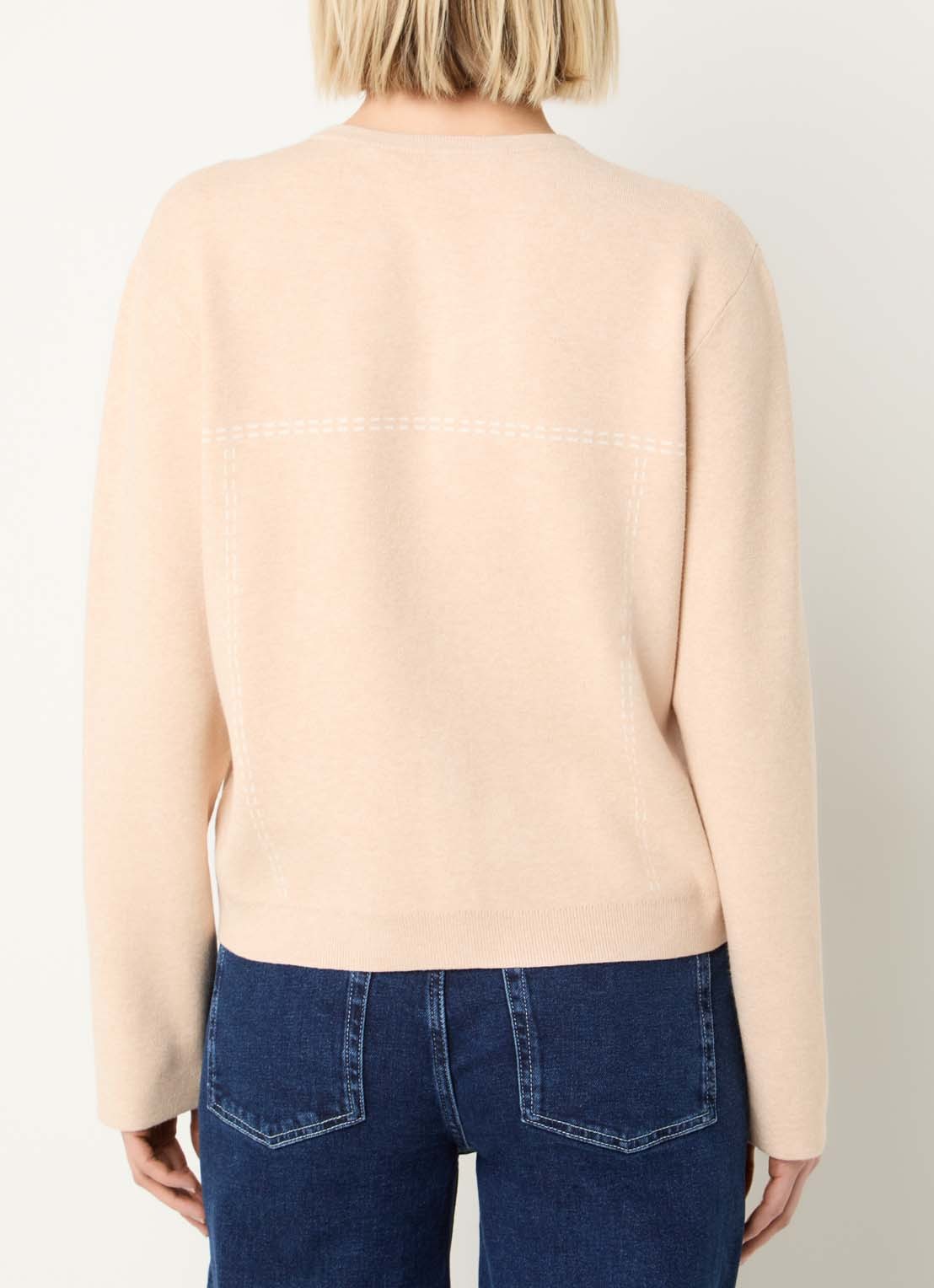 Xandres Alania fijngebreid vest met print - achterkant creme