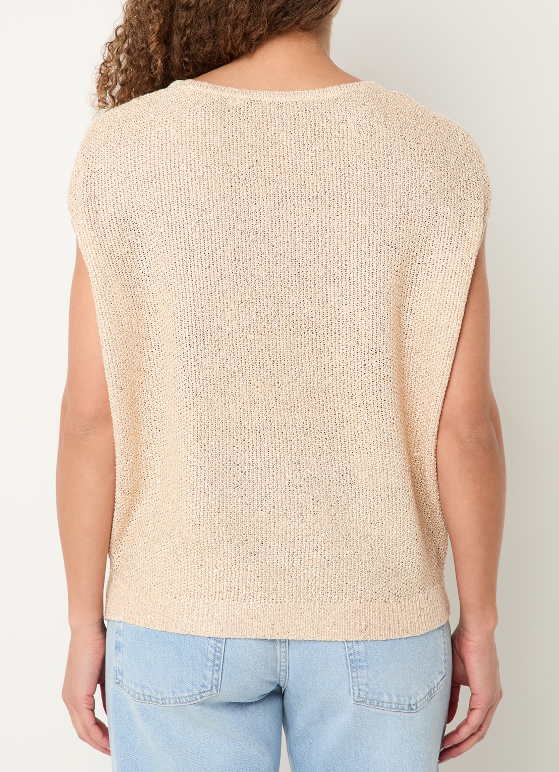 Xandres Amara grofgebreide trui met pailletten - achterkant 3 beige