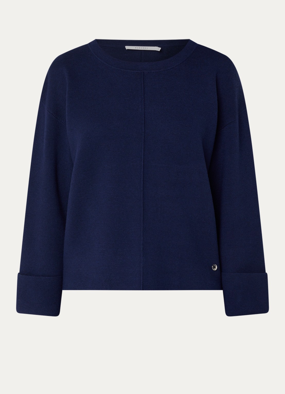 Xandres Annalisa fijngebreide trui met ronde hals - voorkant 2 royalblauw