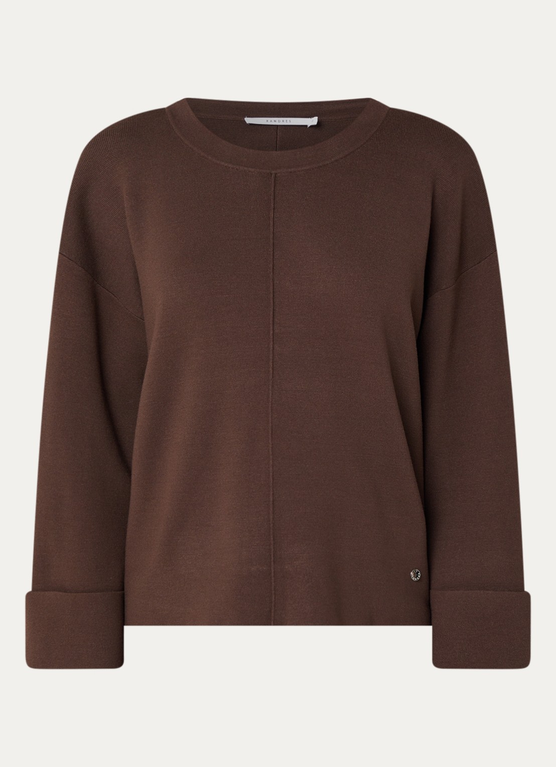 Xandres Annalisa sweater met ronde hals - voorkant 3 donkerbruin