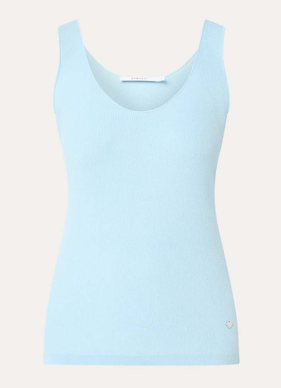 Xandres Arina ribgebreide tanktop - voorkant lichtblauw