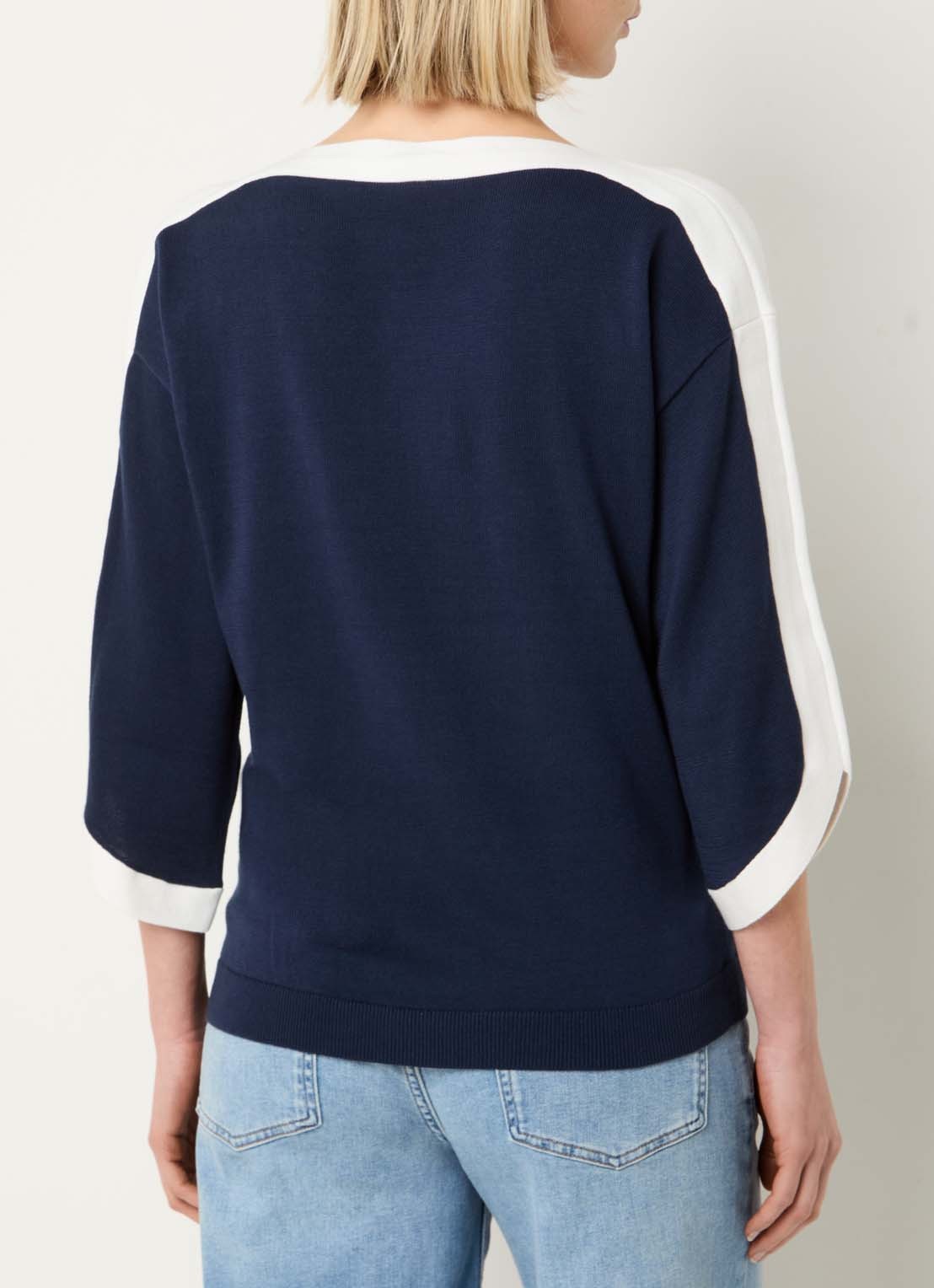Xandres Azzuro fijngebreide pullover met boothals - achterkant 2 donkerblauw