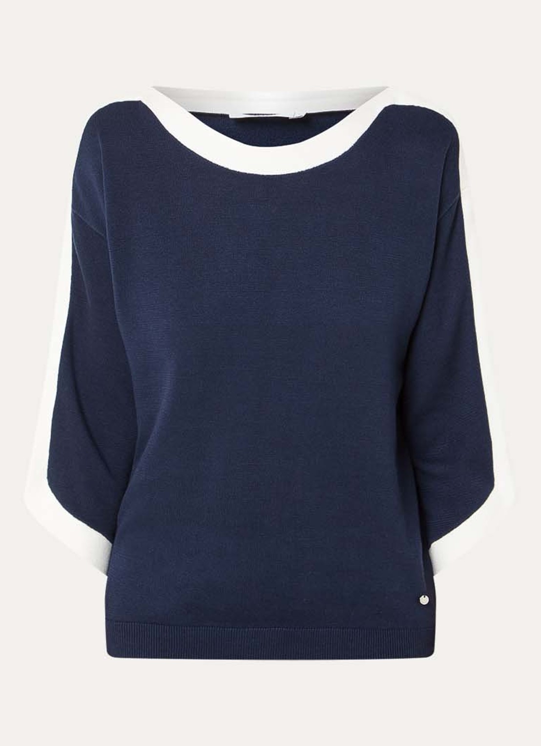 Xandres Azzuro fijngebreide pullover met boothals - voorkant 3 donkerblauw