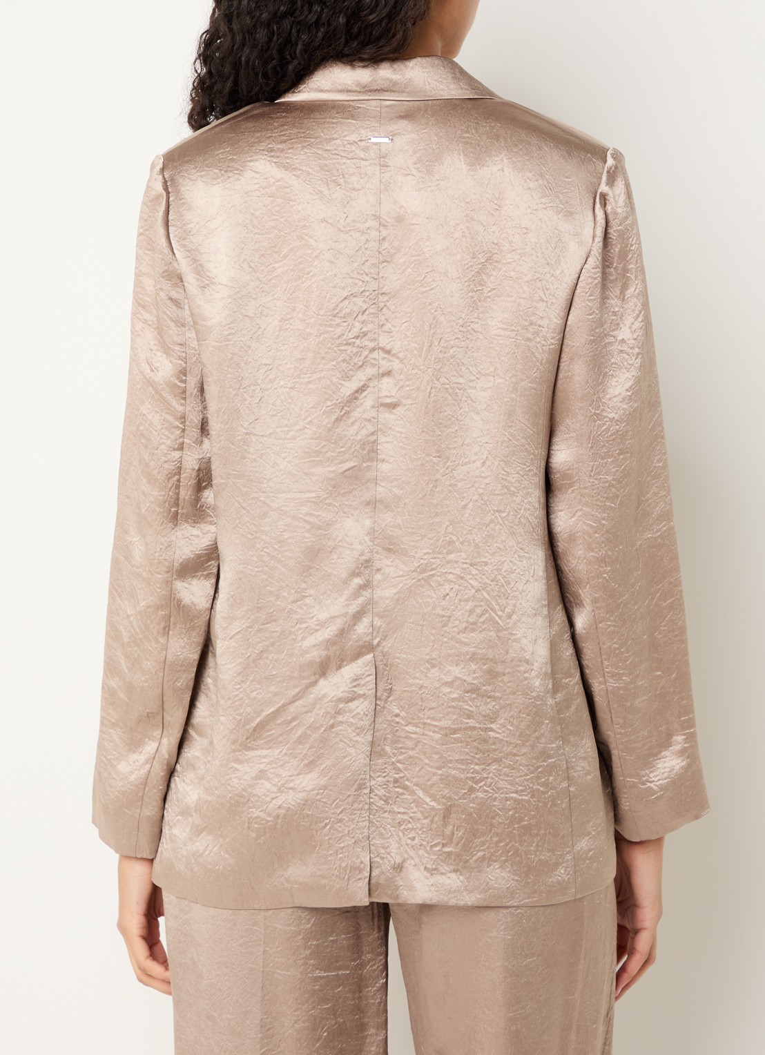 Xandres Bilia double-breasted blazer met klepzakken en metallic finish - achterkant lichtbruin