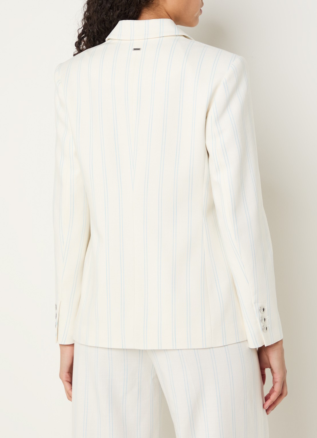 Xandres Blisso double-breasted blazer met krijtstreep - achterkant 3 gebroken wit