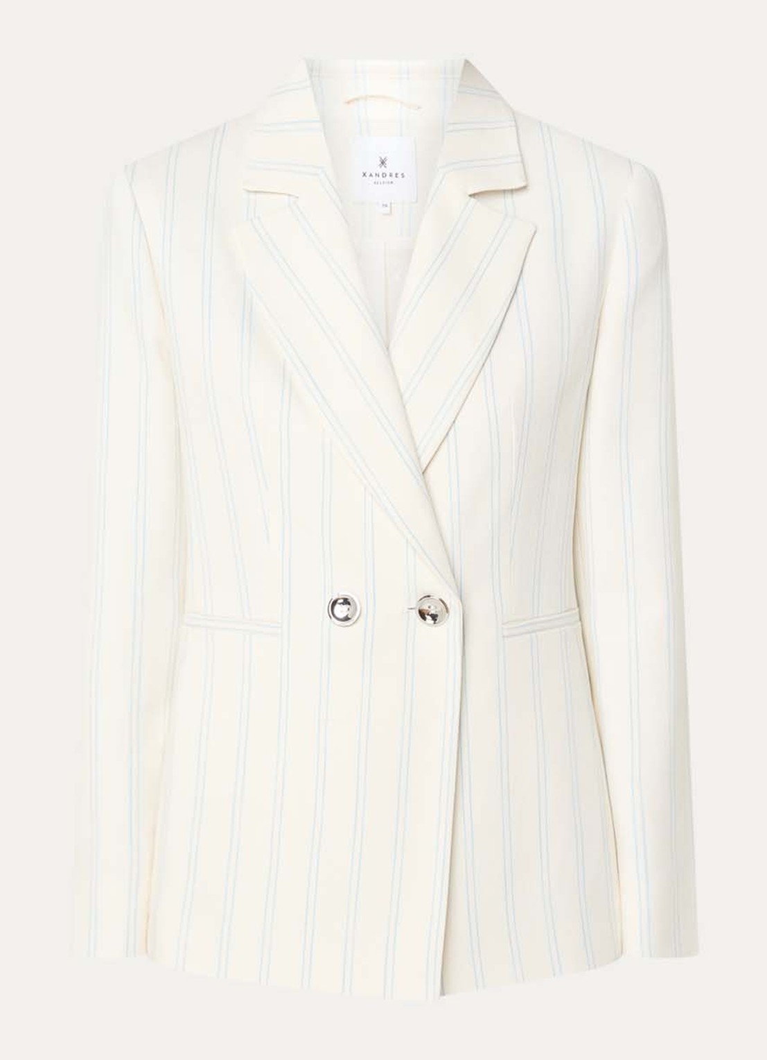 Xandres Blisso double-breasted blazer met krijtstreep - voorkant gebroken wit