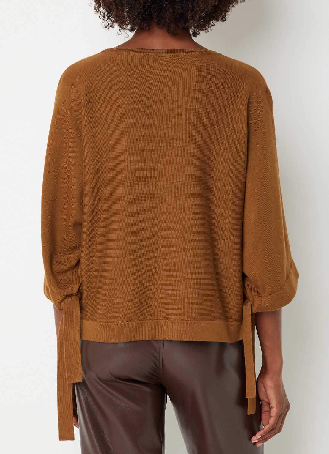 Xandres Fijngebreide pullover met ronde hals - achterkant 4 cognac