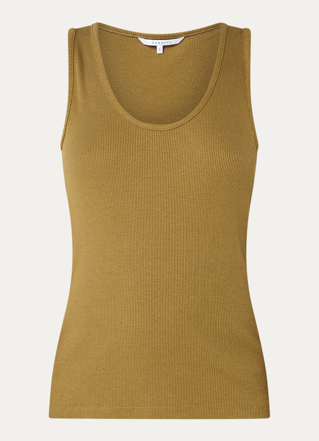 Xandres Fozia ribgebreide tanktop  - voorkant 3 mosgroen