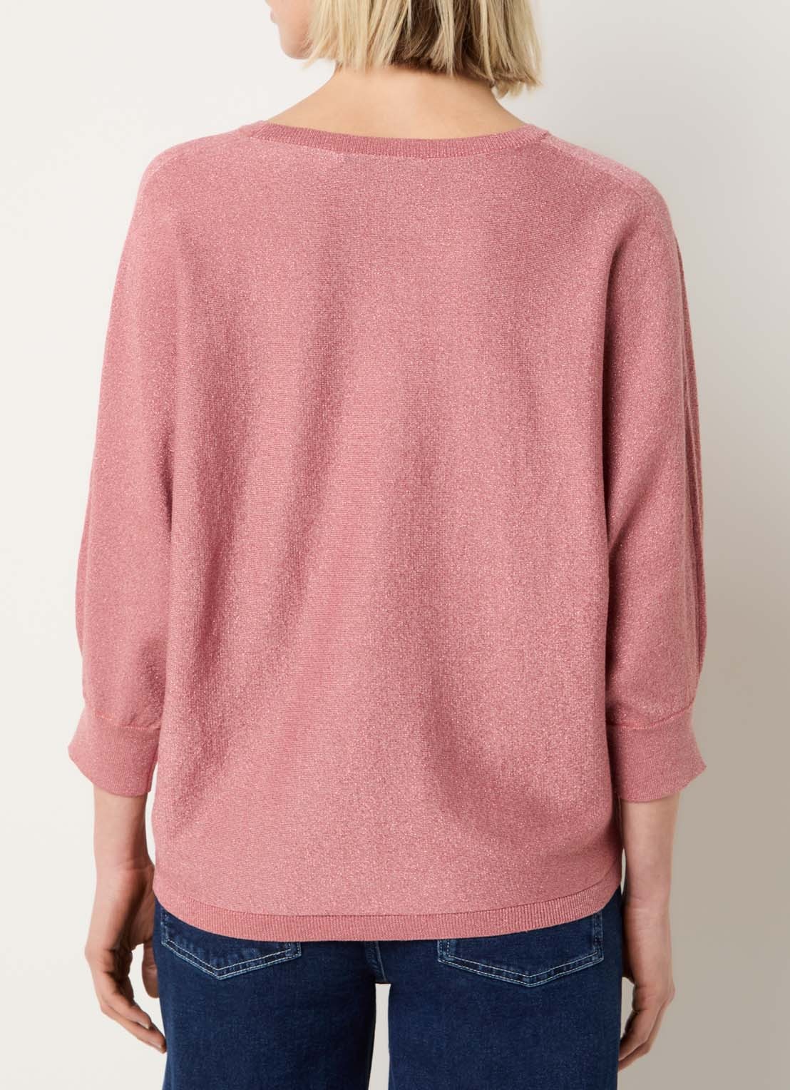 Xandres Gerett fijngebreide pullover met lurex - achterkant 4 koraalroze