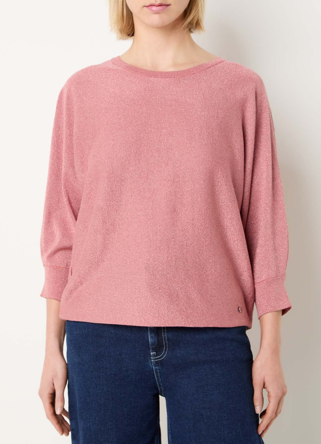 Xandres Gerett fijngebreide pullover met lurex - detail 3 koraalroze