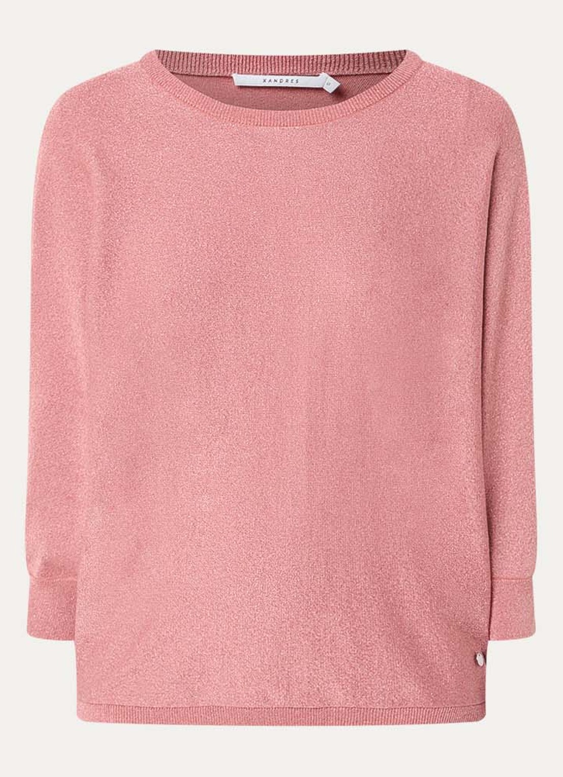 Xandres Gerett fijngebreide pullover met lurex - voorkant koraalroze
