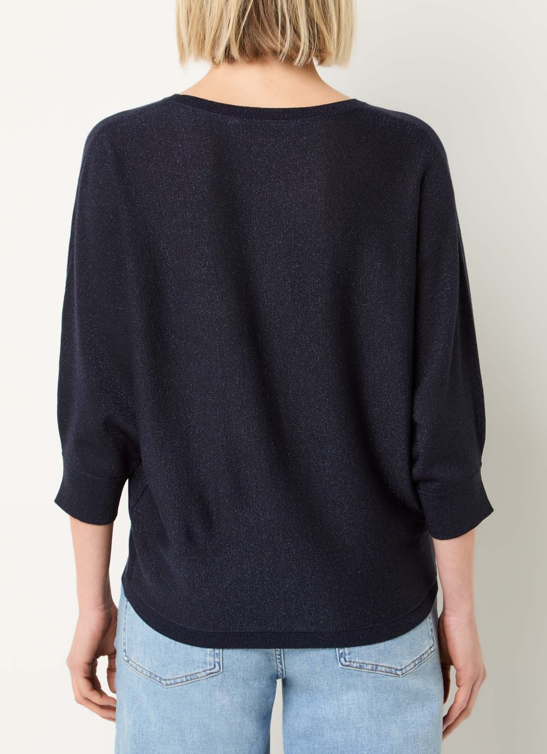 Xandres Gerrett fijngebreide top met lurex - achterkant 3 donkerblauw