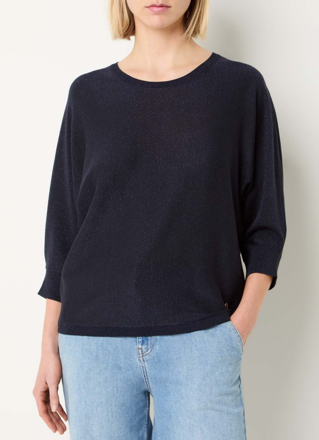 Xandres Gerrett fijngebreide top met lurex - detail 4 donkerblauw