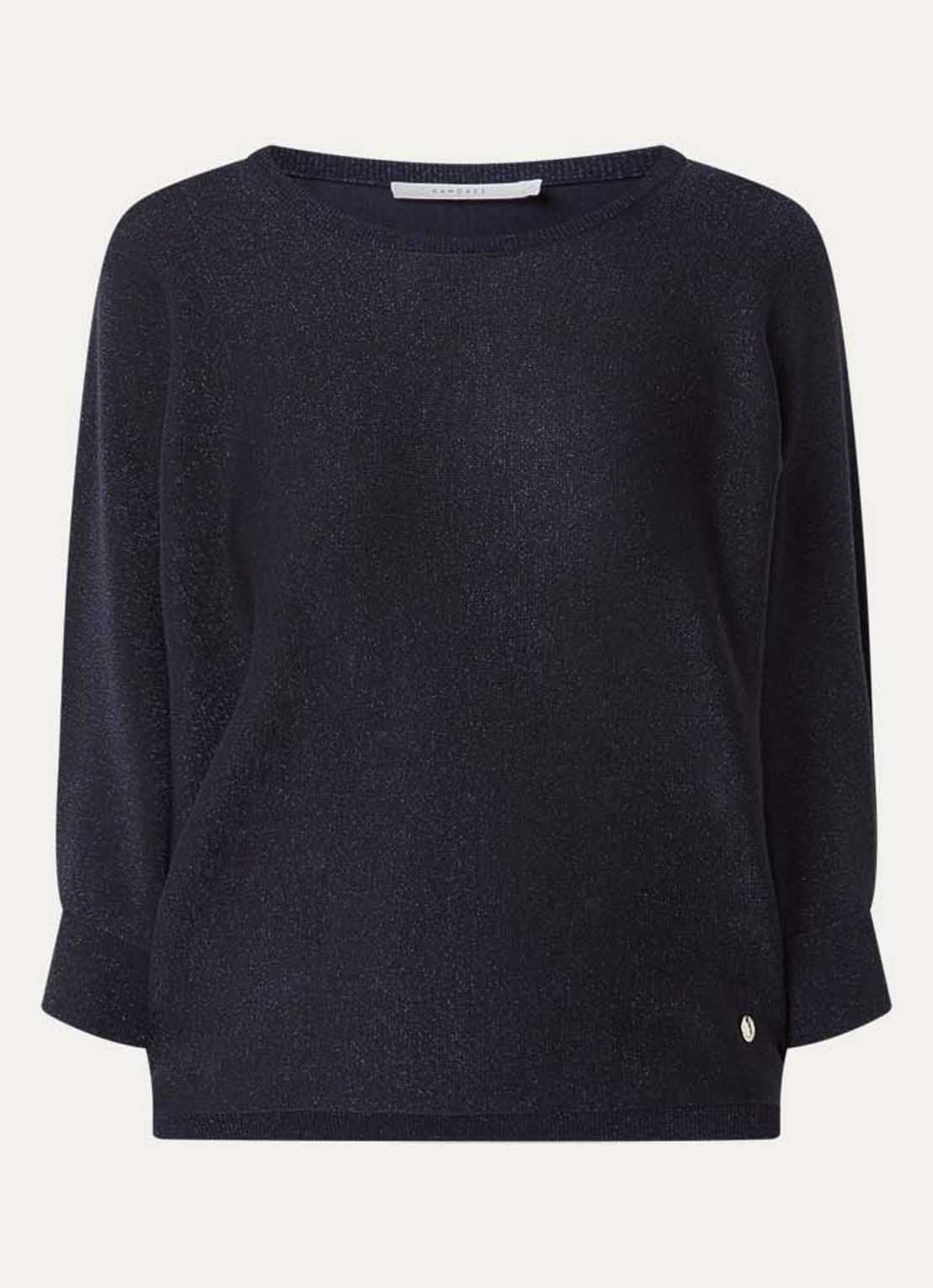 Xandres Gerrett fijngebreide top met lurex - voorkant donkerblauw