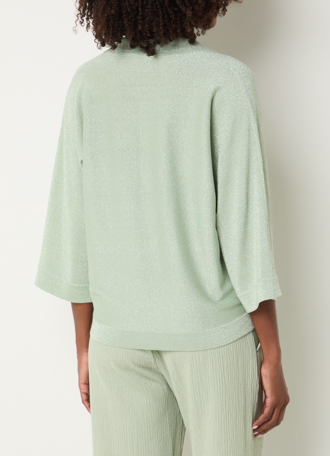 Xandres Giedo fijngebreide polo met lurex - achterkant 2 mint