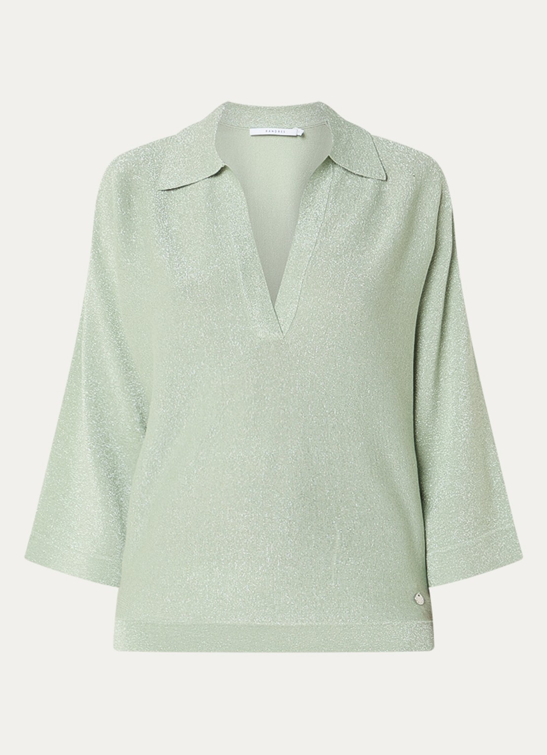 Xandres Giedo fijngebreide polo met lurex - voorkant 3 mint