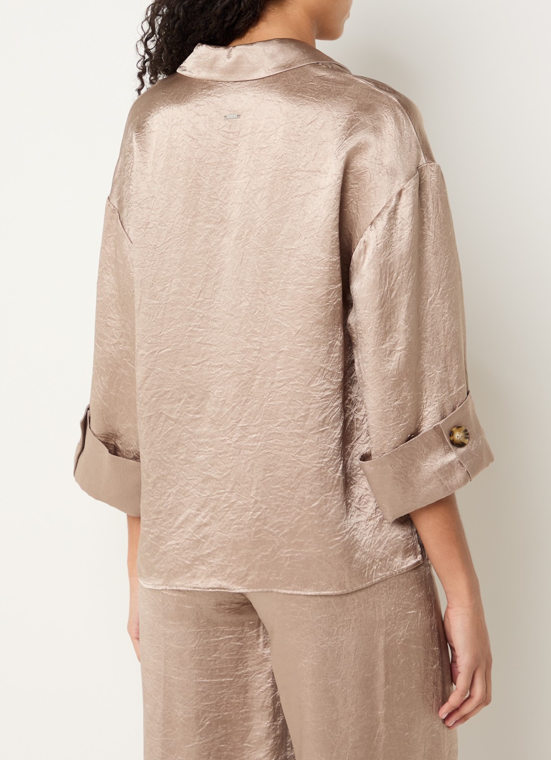 Xandres Halexa tuniek met metallic finish - achterkant lichtbruin