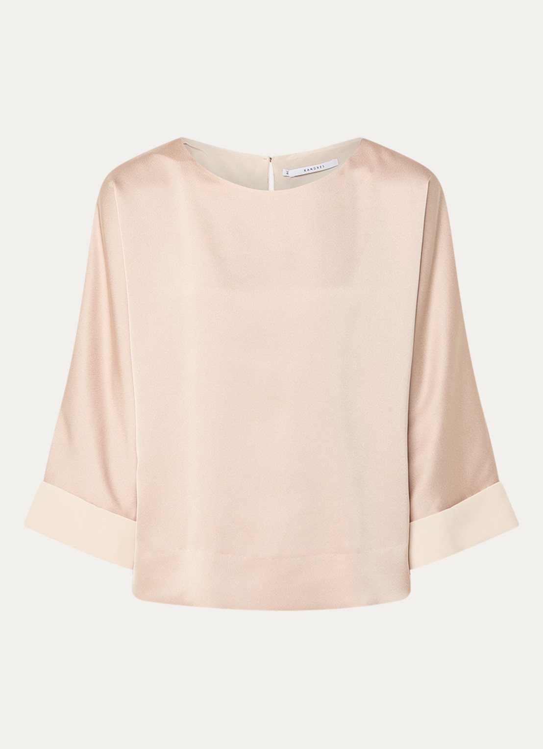 Xandres Halia blouse van satijn met trompetmouw - voorkant 2 beige