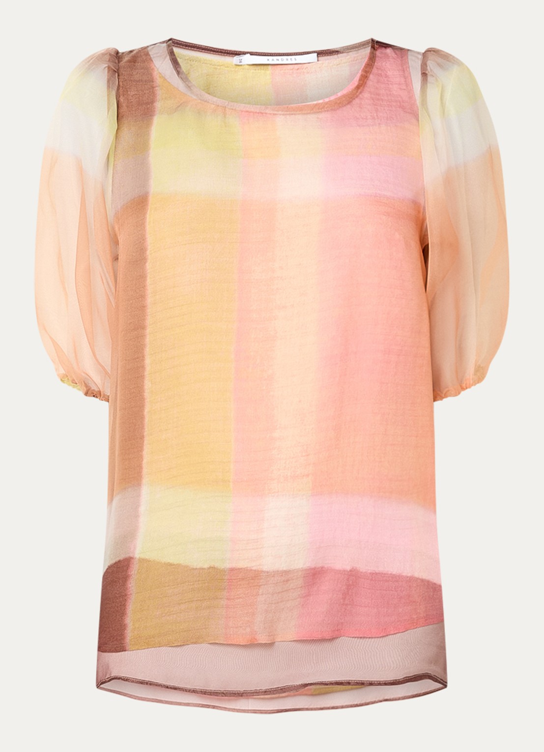 Xandres Hamza tuniek met ruitdessin - voorkant 3 lichtroze