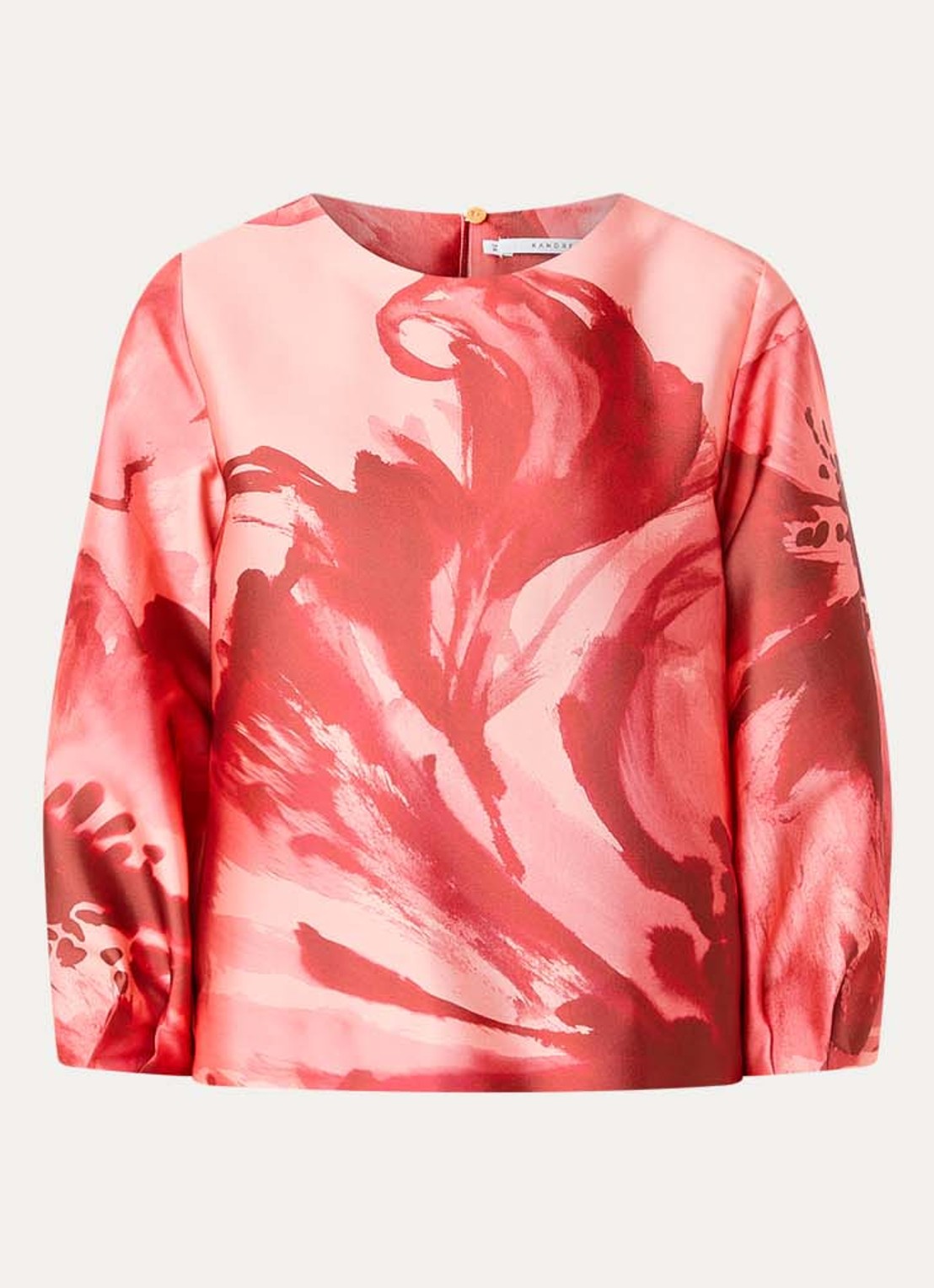 Xandres Hanzie tuniek met pofmouw en bloemenprint - voorkant rood