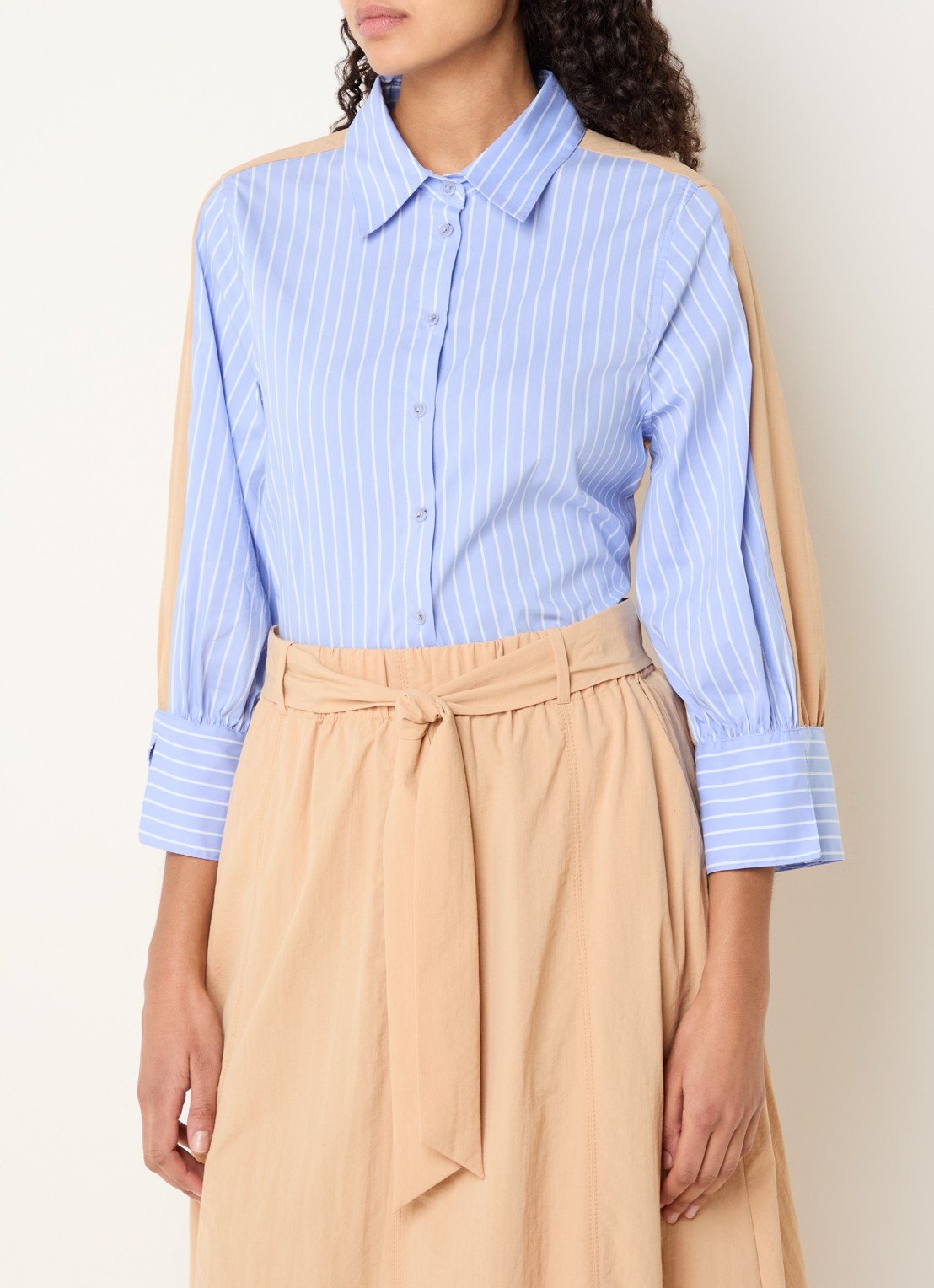 Xandres Hatriena blouse met streepprint - detail 4 blauwgrijs