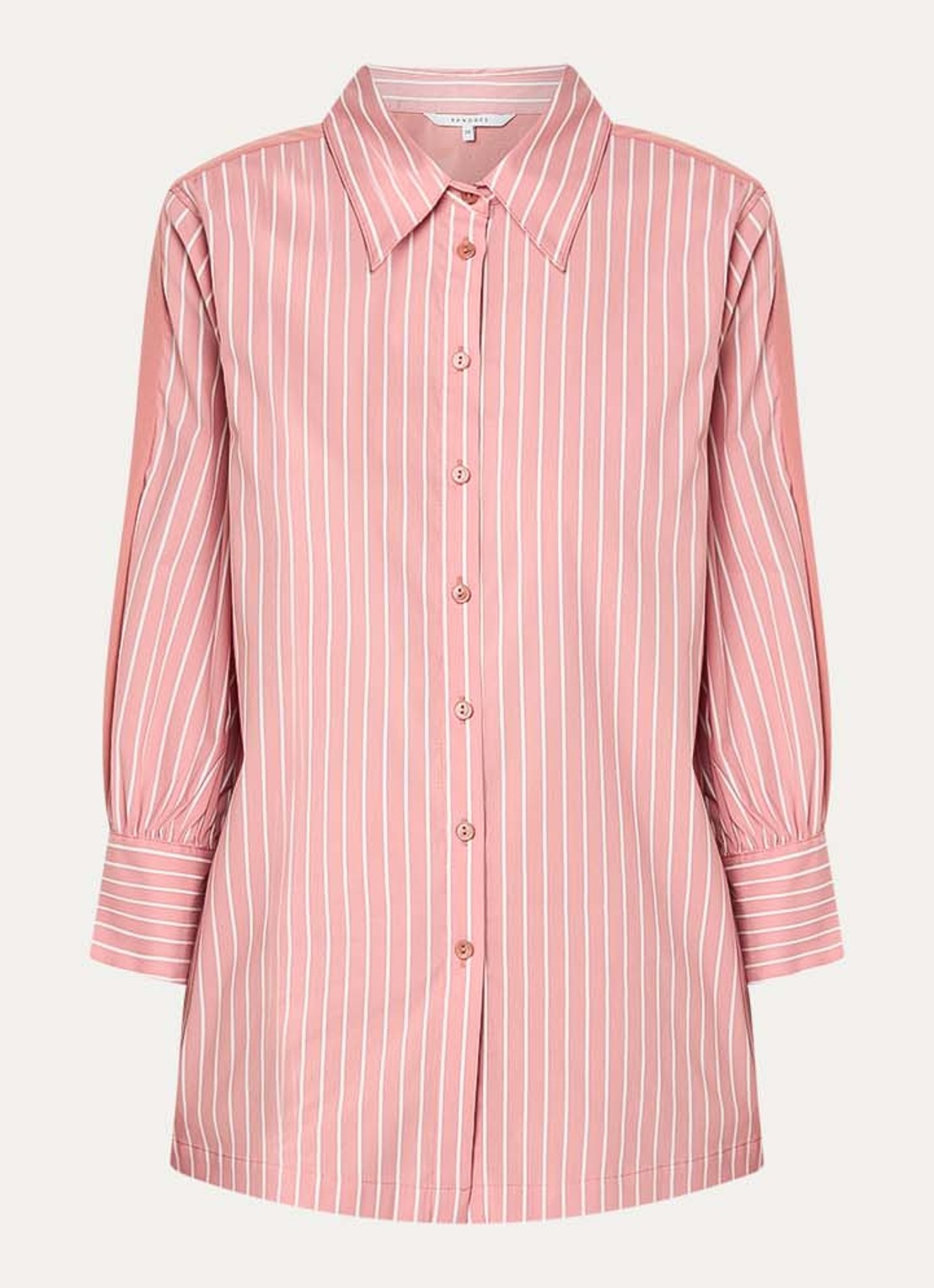 Xandres Hatriena blouse met streepprint - voorkant koraal