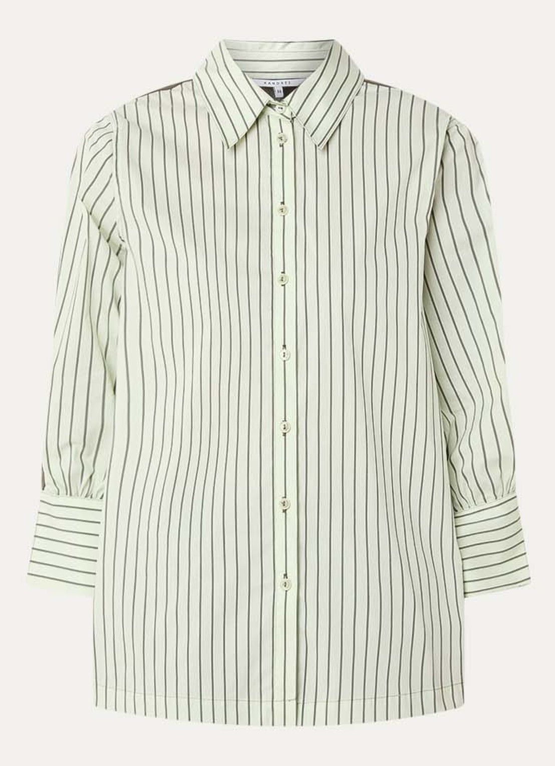 Xandres Hatriena blouse met streepprint - voorkant lindegroen
