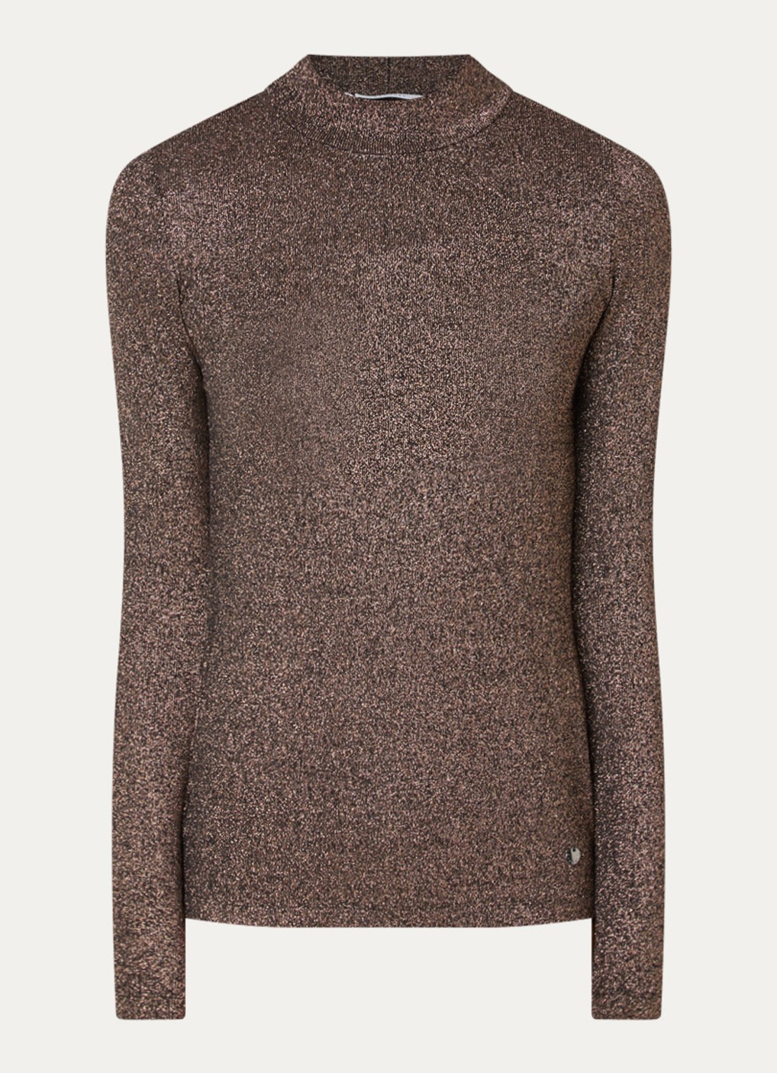 Xandres Hellas fijngebreide top met lurex - voorkant 2 bruin