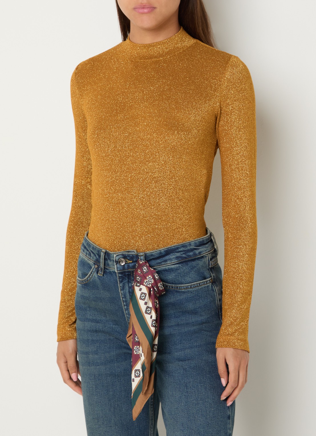 Xandres Hellas fijngebreide top met lurex - detail 3 mosterd