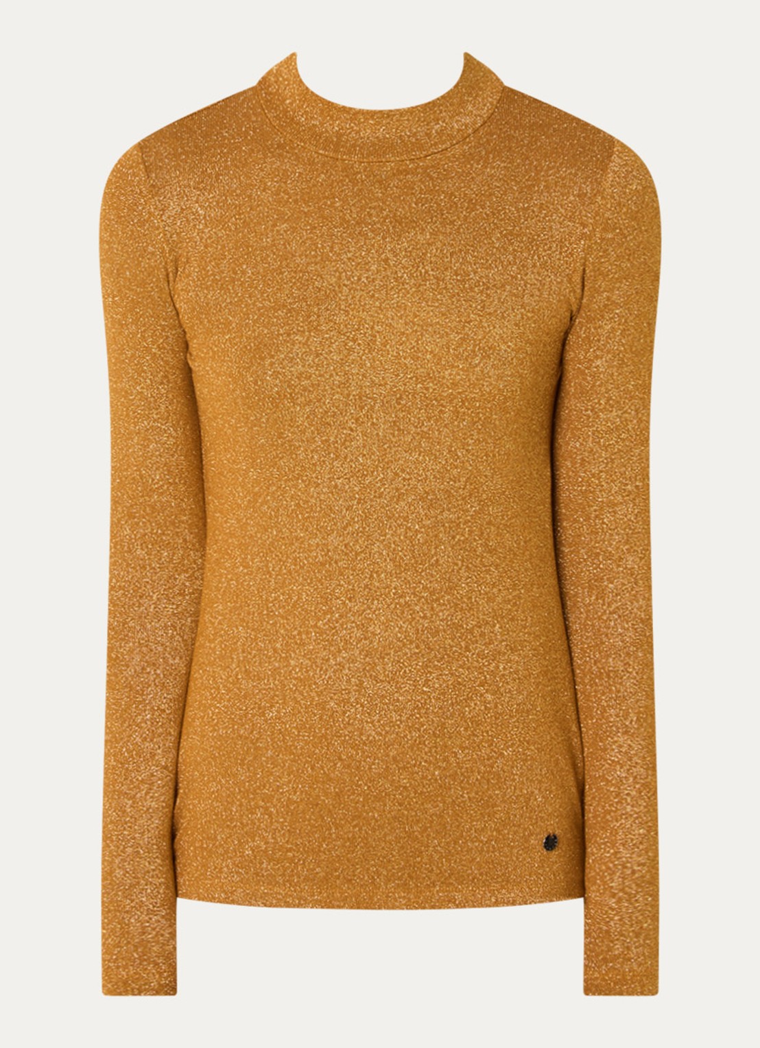 Xandres Hellas fijngebreide top met lurex - voorkant mosterd