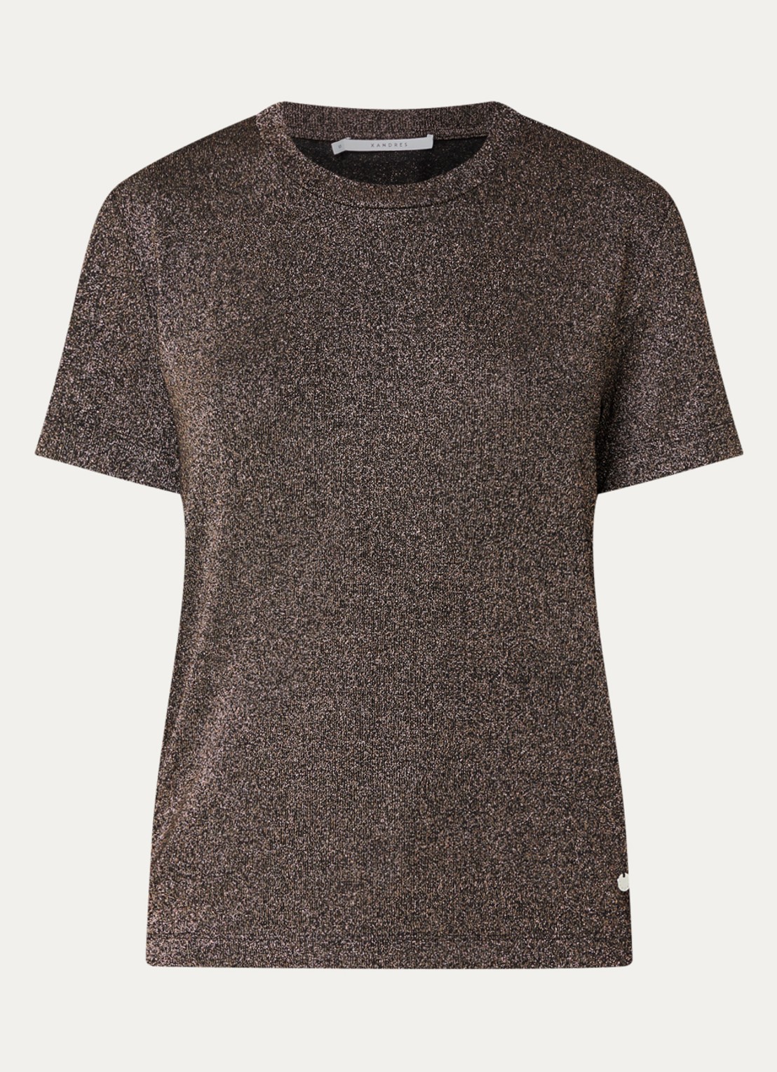 Xandres Helle top met lurex en stretch - voorkant 3 bruin