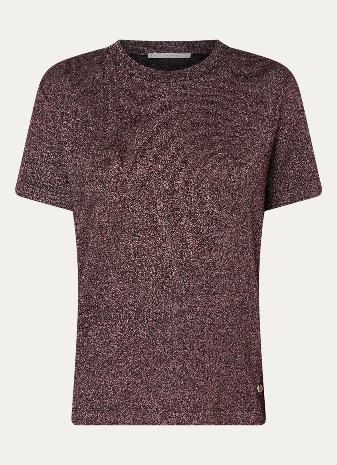 Xandres Helle top met lurex en stretch - voorkant aubergine