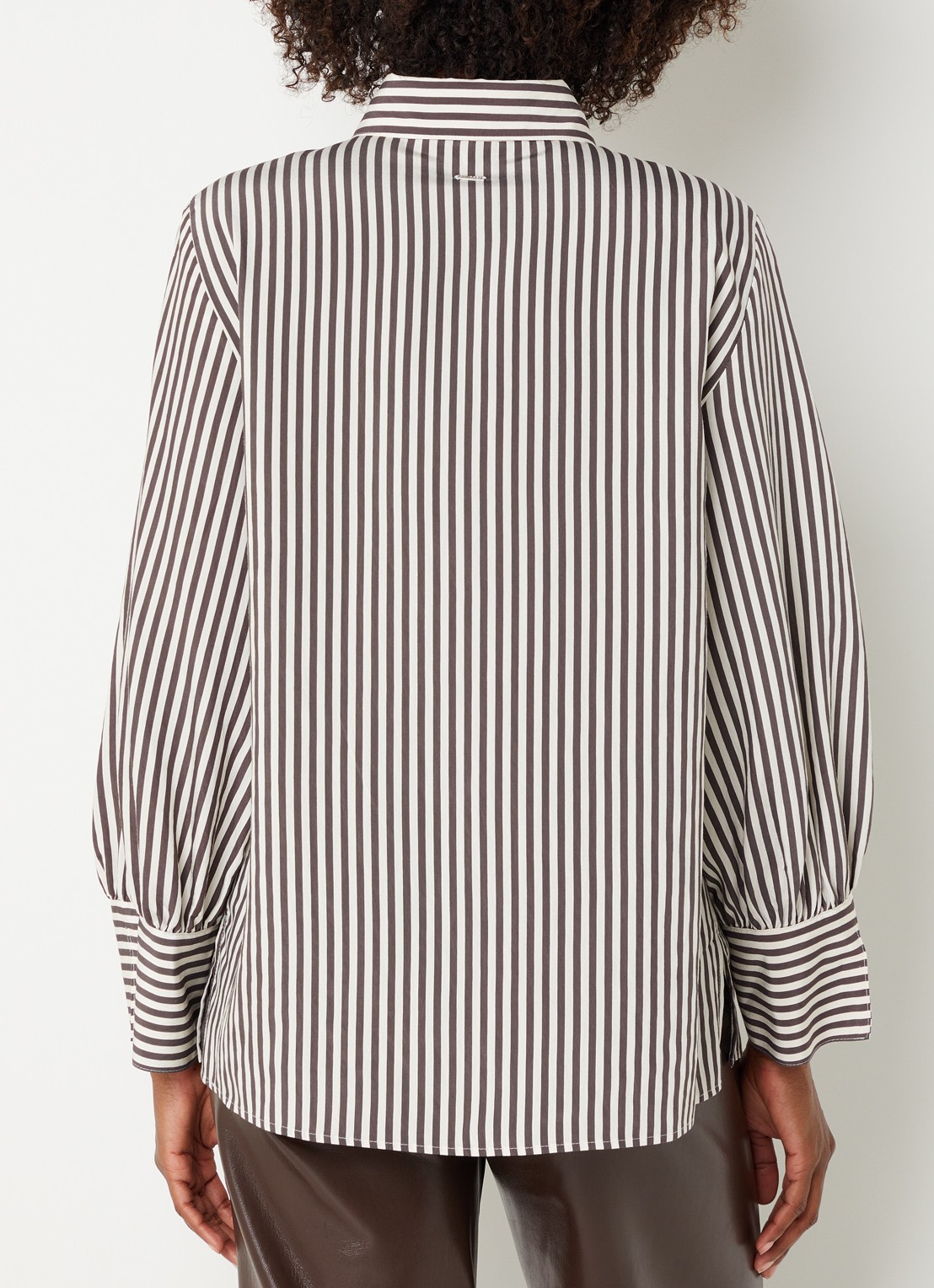 Xandres Heloisa blouse met streepprint - achterkant 4 donkerbruin