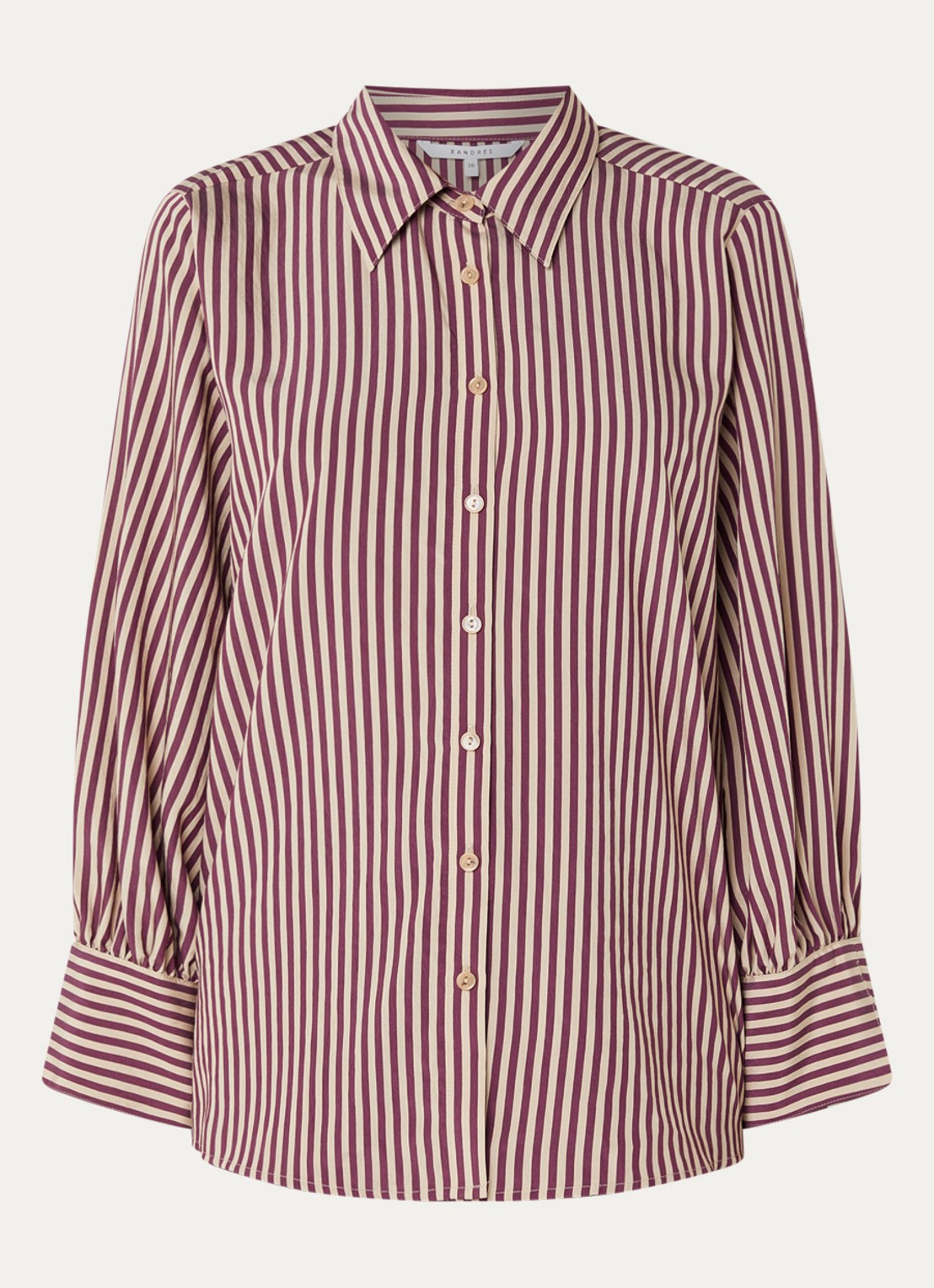 Xandres Heloisa blouse met streepprint - voorkant aubergine