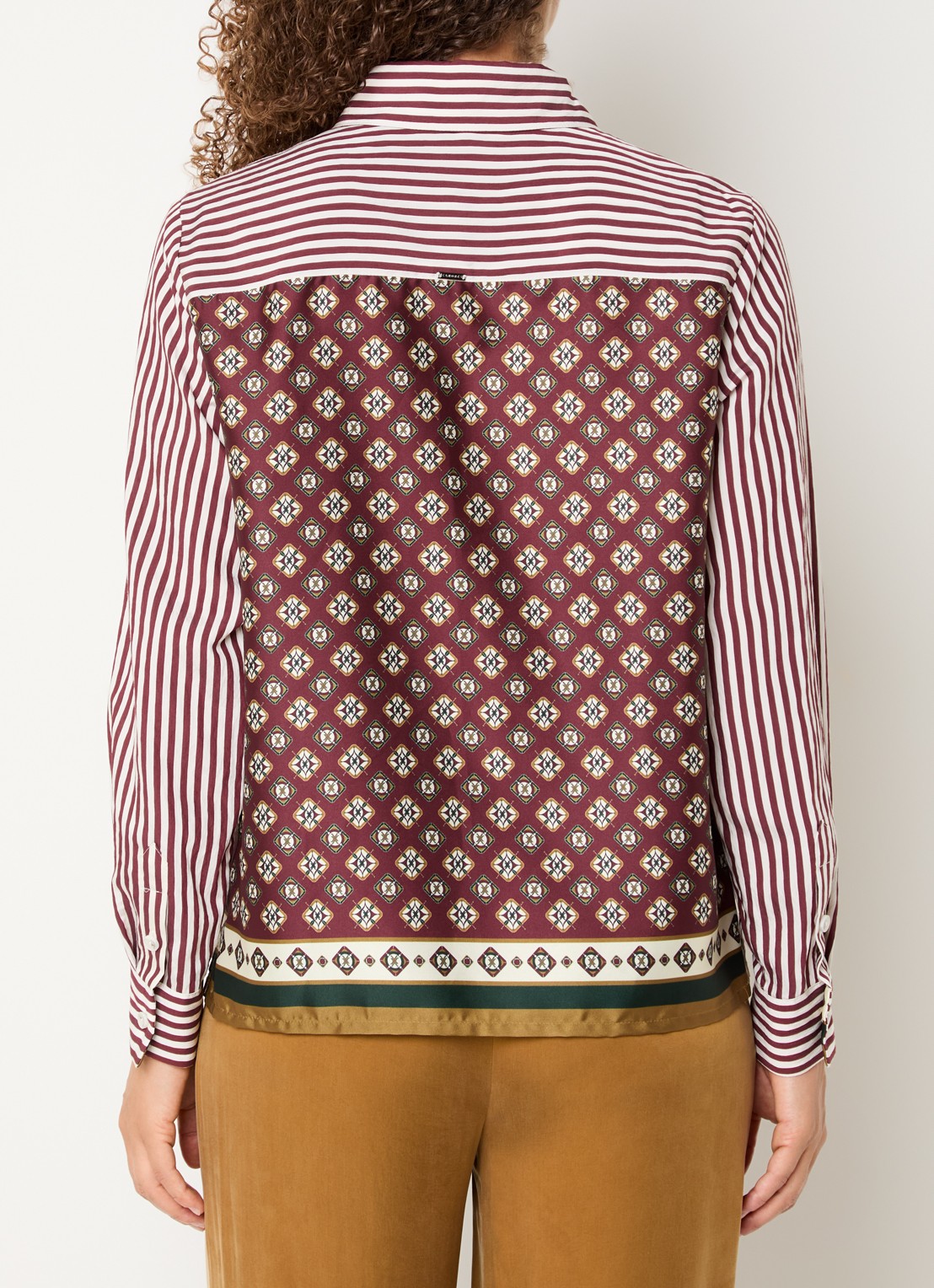 Xandres Henk blouse met streepprint - achterkant 3 bordeauxrood