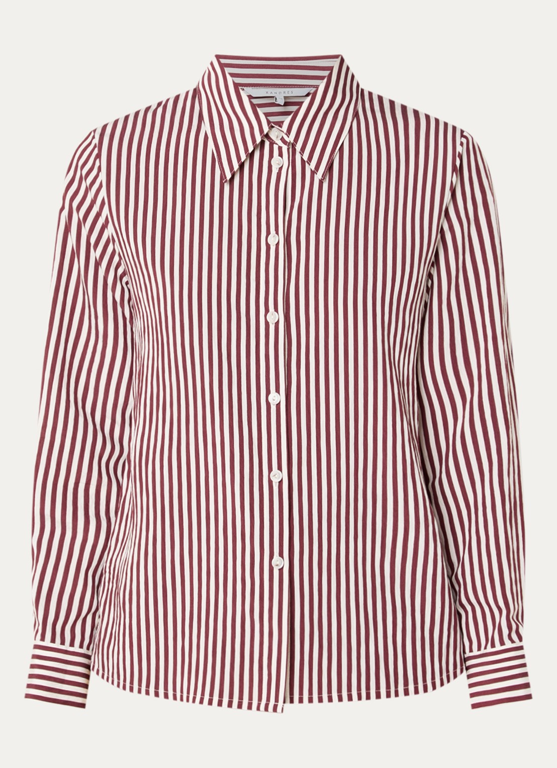 Xandres Henk blouse met streepprint - voorkant bordeauxrood