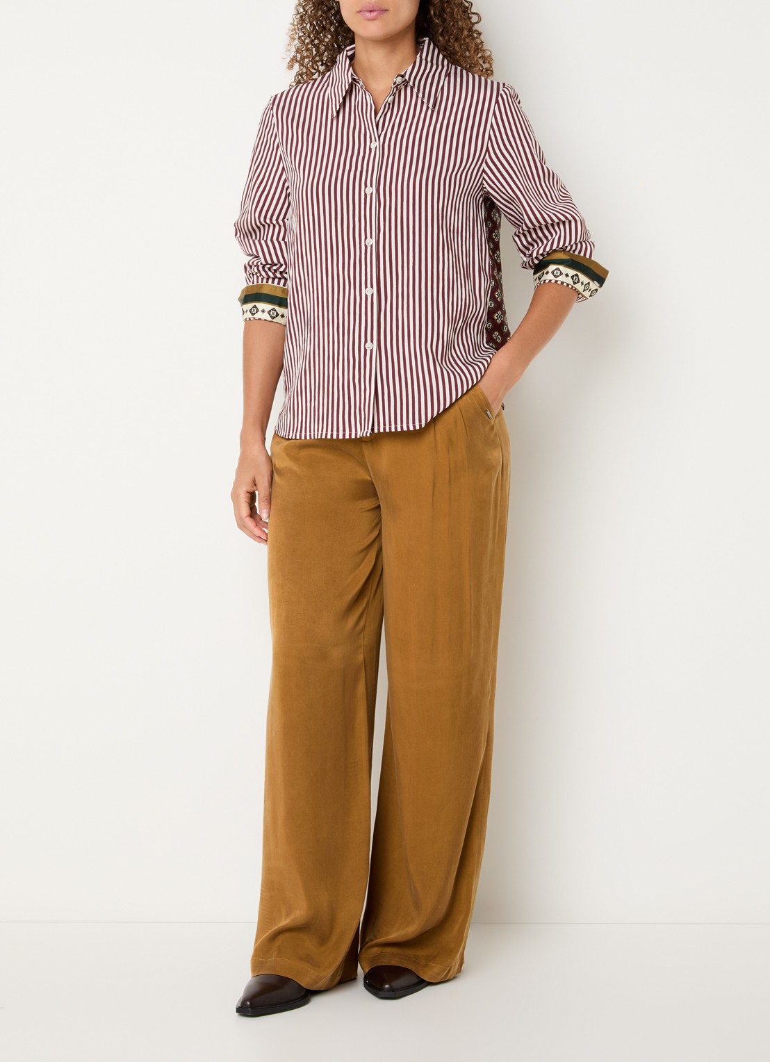 Xandres Henk blouse met streepprint - voorkant 2 bordeauxrood
