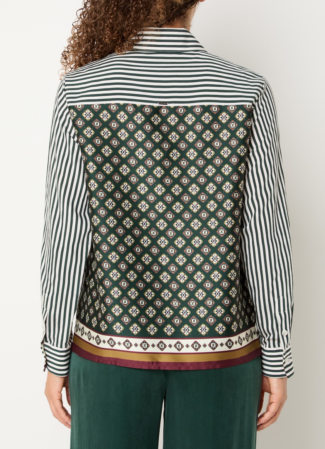 Xandres Henk blouse met streepprint - achterkant 3 groen
