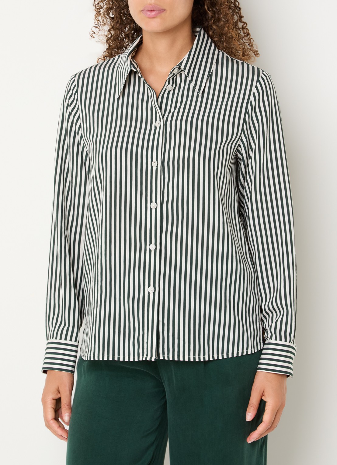 Xandres Henk blouse met streepprint - detail 4 groen