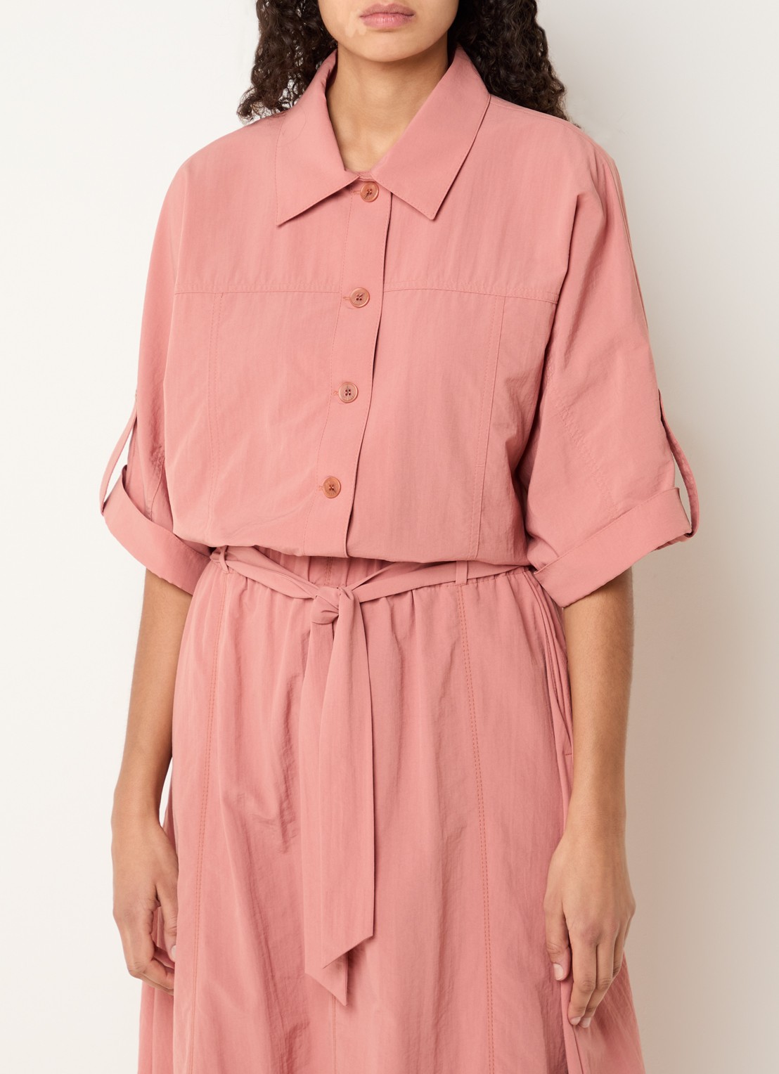 Xandres Hibis blouse met kraag - detail 4 koraal