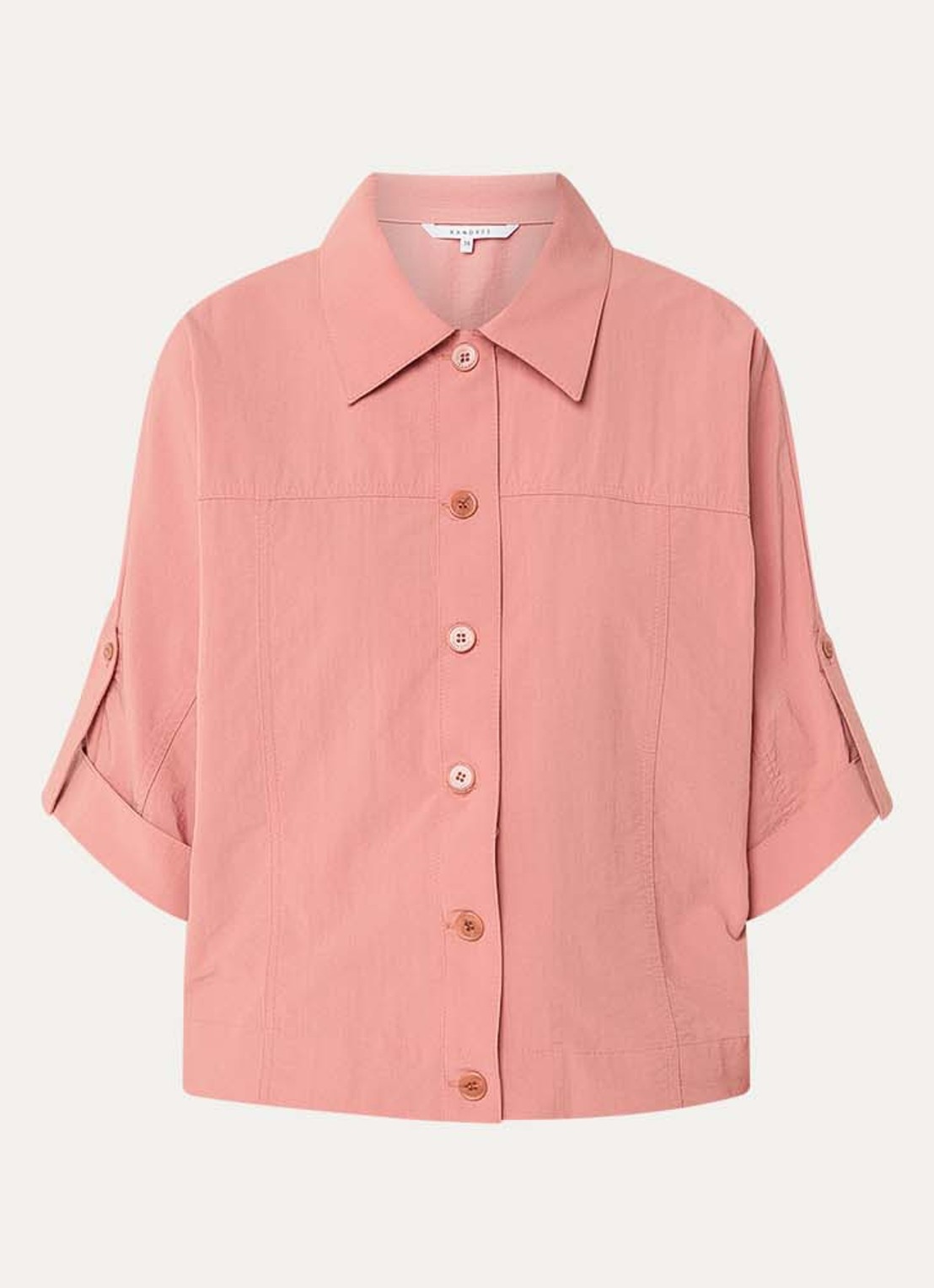 Xandres Hibis blouse met kraag - voorkant koraal