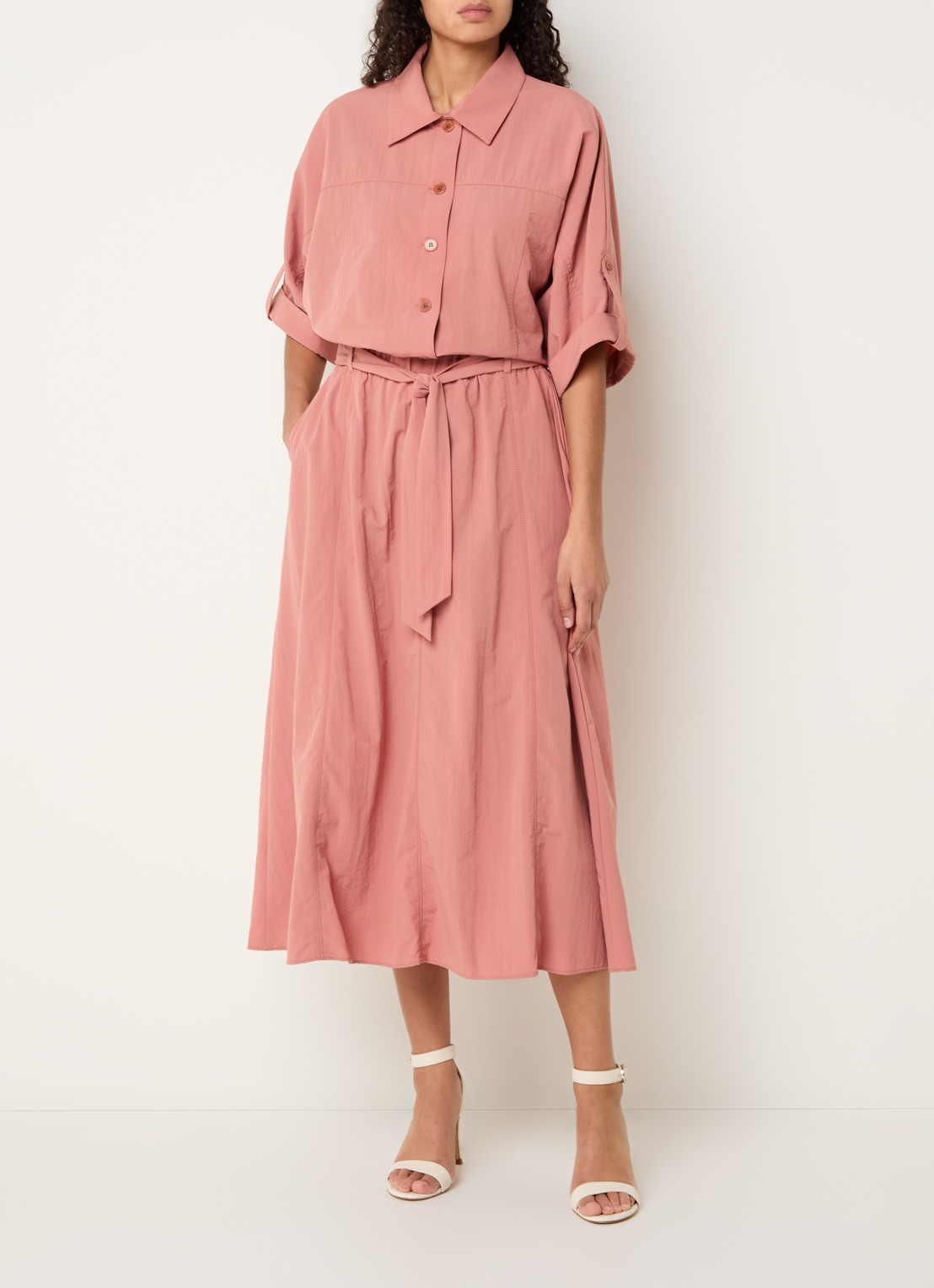 Xandres Hibis blouse met kraag - voorkant 2 koraal
