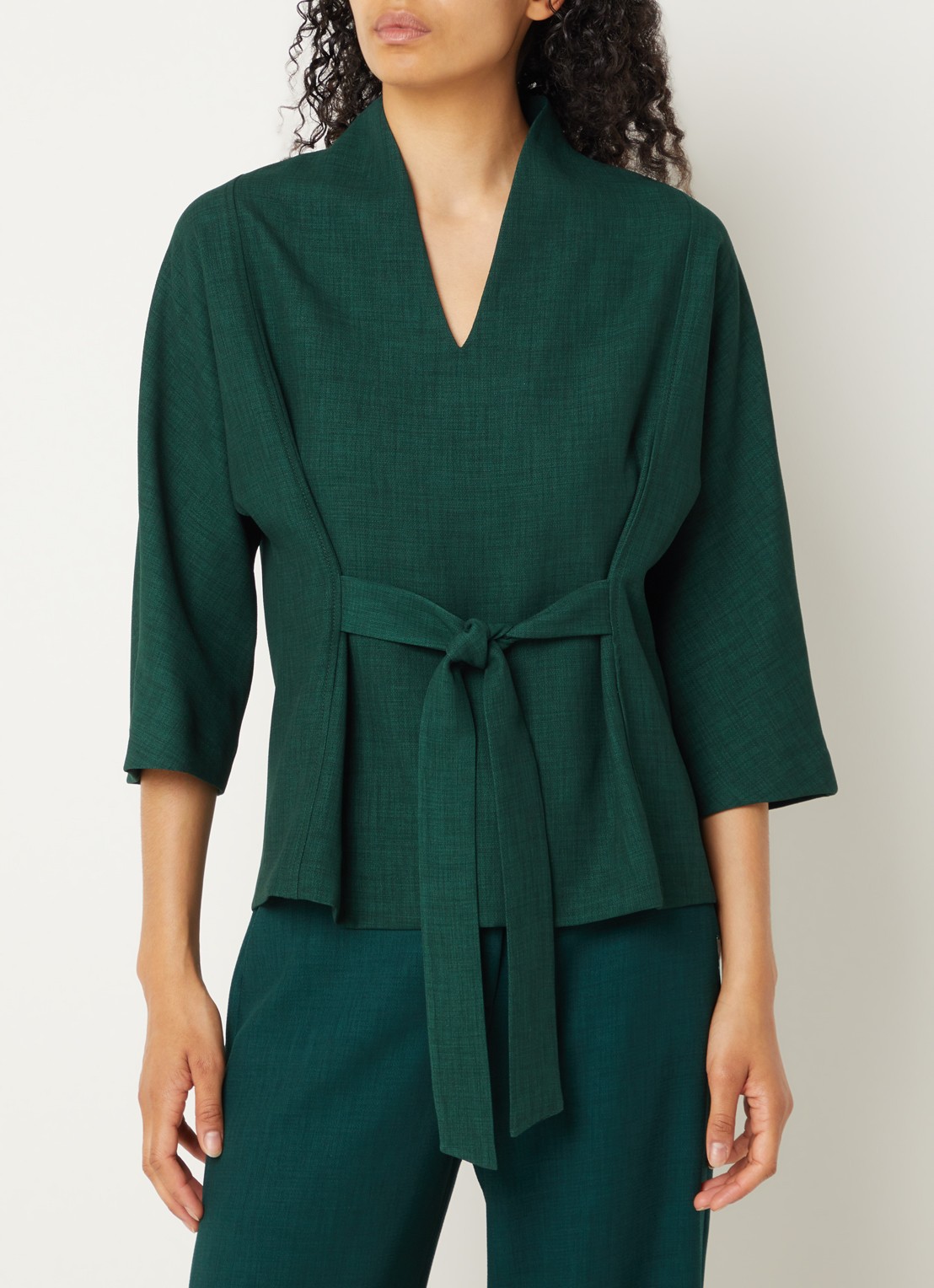 Xandres Hiliano top met strikceintuur - detail 2 groen