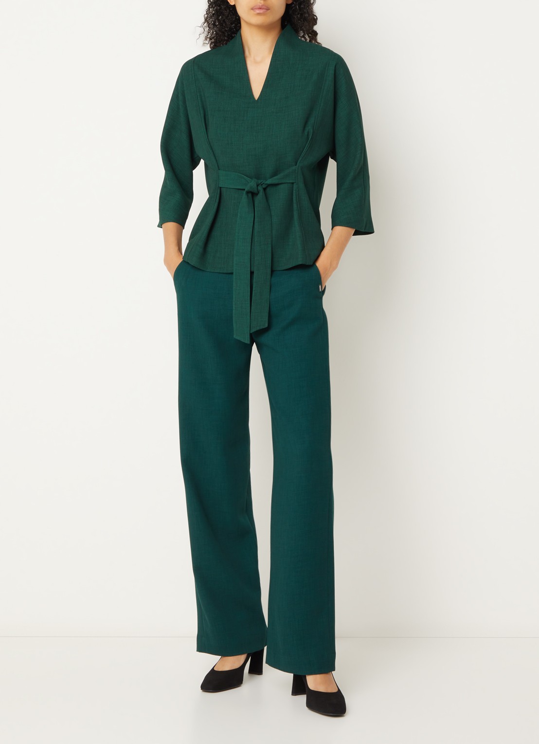 Xandres Hiliano top met strikceintuur - voorkant 4 groen
