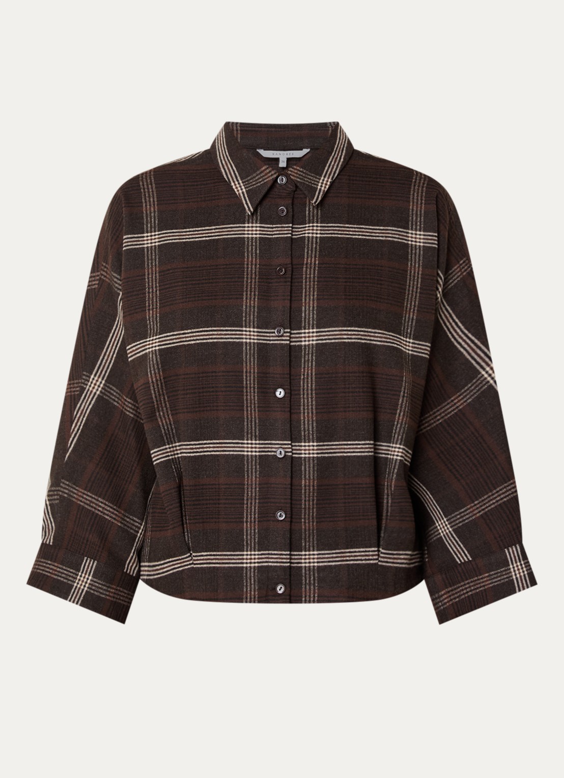 Xandres Hilou blouse met ruitdessin - voorkant bruin