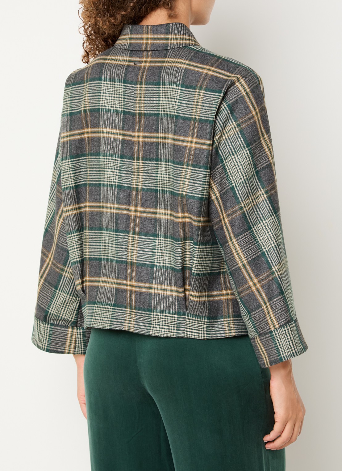 Xandres Hilou blouse met ruitdessin - achterkant 3 groen